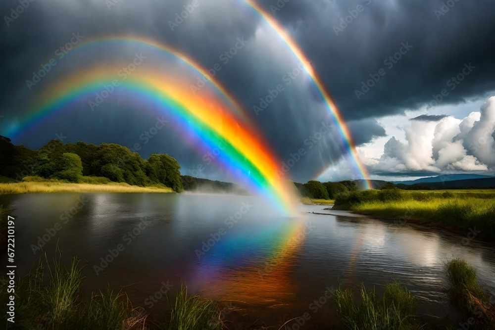 rainbow over the river  Generated Ai