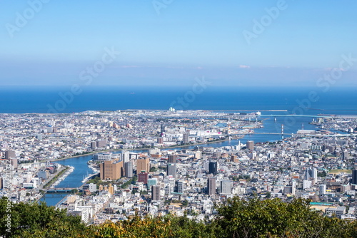 Cityscape of tokushima city , View from Mt. bizan ( tokushima city, tokushima, shikoku, japan )