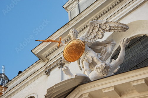 Fotografia The name of God (Tetragrammaton) Jehovah on the statue