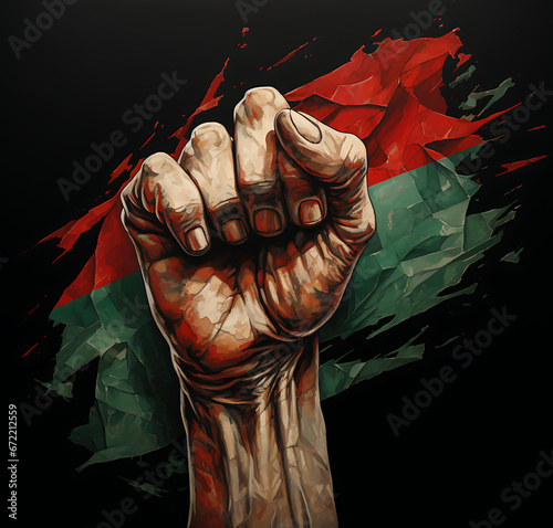 I stand with Palestine with hand icon and palestine flag. Save Gaza, Free Palestine Israel war conflict. photo