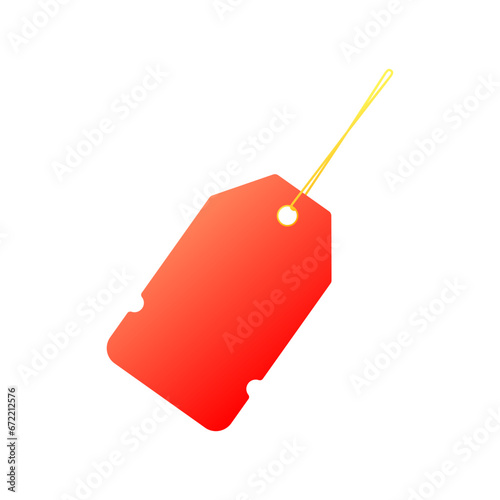 Tag icon mockup. Flat, red, rope tag mockup, space for text. Vector icon
