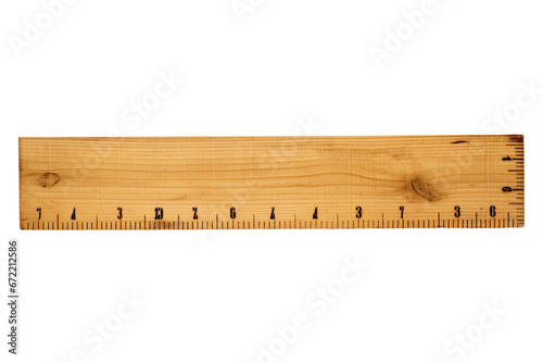 Classic Elegance in Measurement Wooden Ruler Isolated On Transparent Background. photo