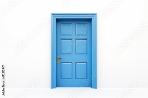 Blue Door Against a White Wall