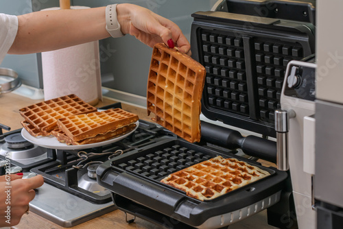 Cooking Viennese or Belgian waffles