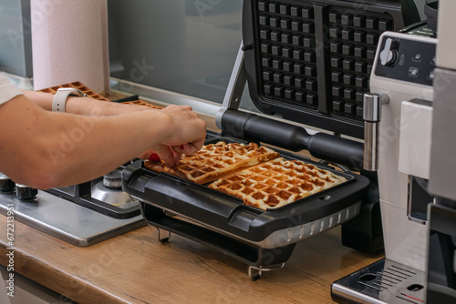 Cooking Viennese or Belgian waffles