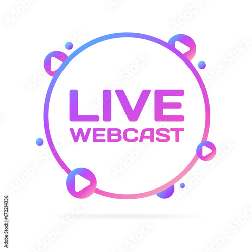 Live webcast sign. Flat, purple, live webcast sign. Vector icon