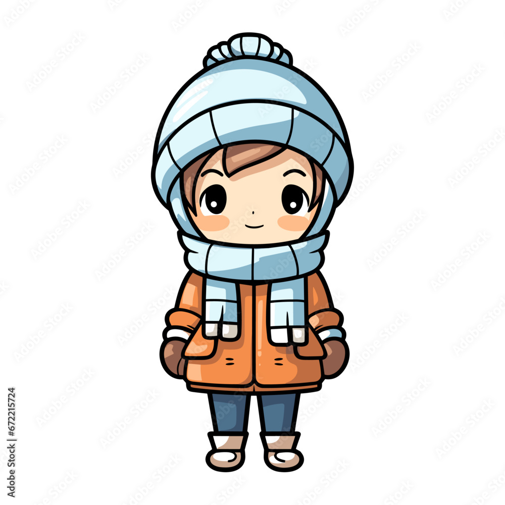 Winter kid vector clipart. Good for fashion fabrics, children’s clothing, T-shirts, postcards, email header, wallpaper, banner, events, covers, advertising, and more.