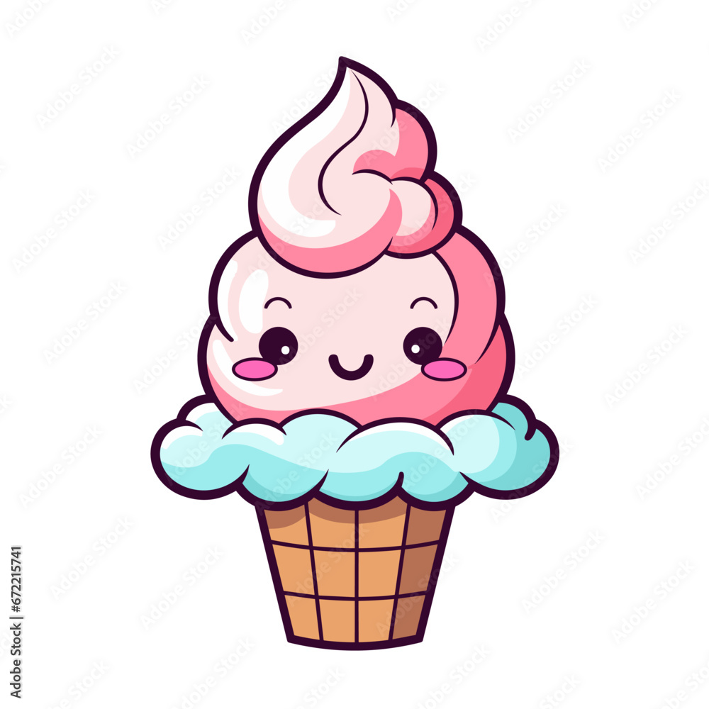 Ice-cream vector clipart. Good for fashion fabrics, children’s clothing, T-shirts, postcards, email header, wallpaper, banner, events, covers, advertising, and more.