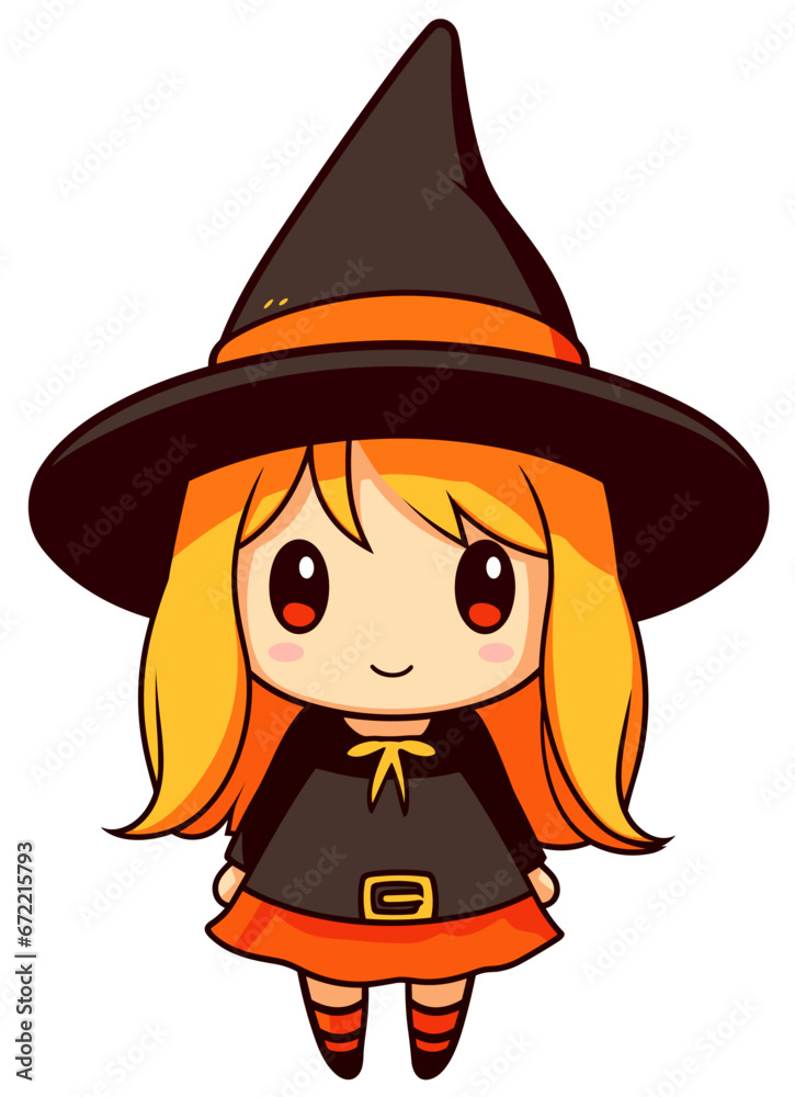 Cute witch vector clipart. Good for fashion fabrics, children’s clothing, T-shirts, postcards, email header, wallpaper, banner, events, covers, advertising, and more.