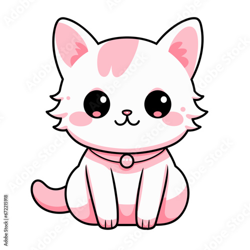 Cute pink cat vector clipart. Good for fashion fabrics  children   s clothing  T-shirts  postcards  email header  wallpaper  banner  events  covers  advertising  and more.