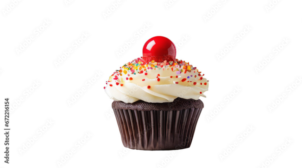 chocolate cupcake with cream and sprinkles transparent, white background, isolate, png chocolate cupcake with cream and sprinkles transparent, white background, isolate, png