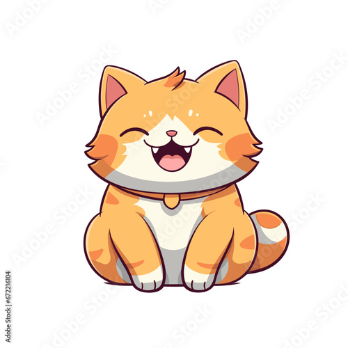 Happy cat vector clipart. Good for fashion fabrics  children   s clothing  T-shirts  postcards  email header  wallpaper  banner  events  covers  advertising  and more.