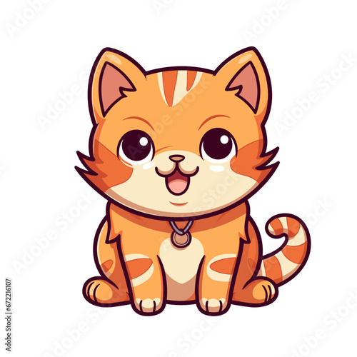 Cute happy cat vector clipart. Good for fashion fabrics  children   s clothing  T-shirts  postcards  email header  wallpaper  banner  events  covers  advertising  and more.