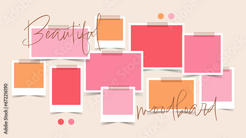 Vector photo collage template moodboard pictures grids vector illustration