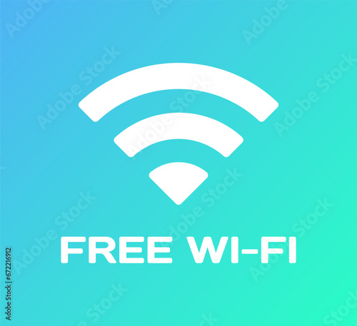 Free Wi-Fi sign. Flat, blue, wi-fi signal icon, free wi-fi sign. Vector icon