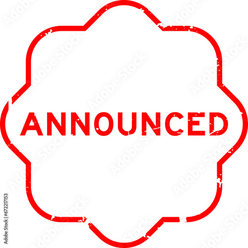 Grunge red announced word rubber seal stamp on white background