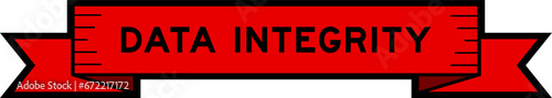 Ribbon label banner with word data integrity in red color on white background