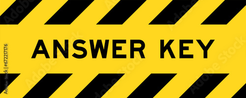 Yellow and black color with line striped label banner with word answer key