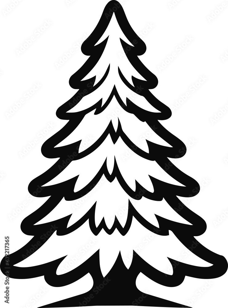 Obraz premium Christmas tree silhouette Illustration, Christmas Tree Ornaments, Christmas ClipArt, Pine Tree, New Year Tree