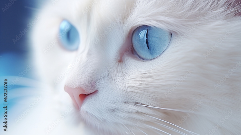 Portrait of a white cat with blue eyes Portrait of a white cat with blue eyes
