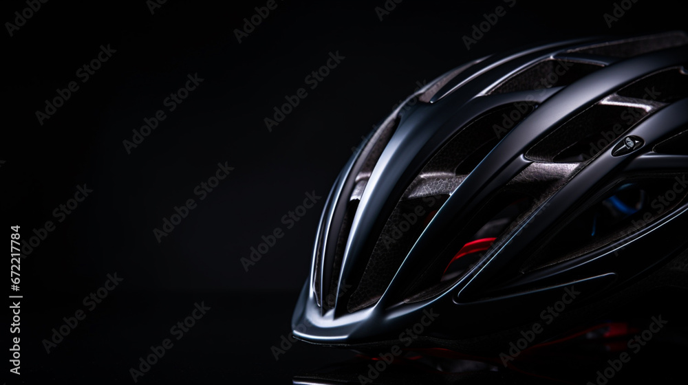 A bicycle helmet on a black background