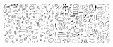 Simple sketch line style elements. Doodle cute ink pen line elements isolated on white background. Doodle arrow, heart, star, decoration symbol, icon set. Vector illustration.
