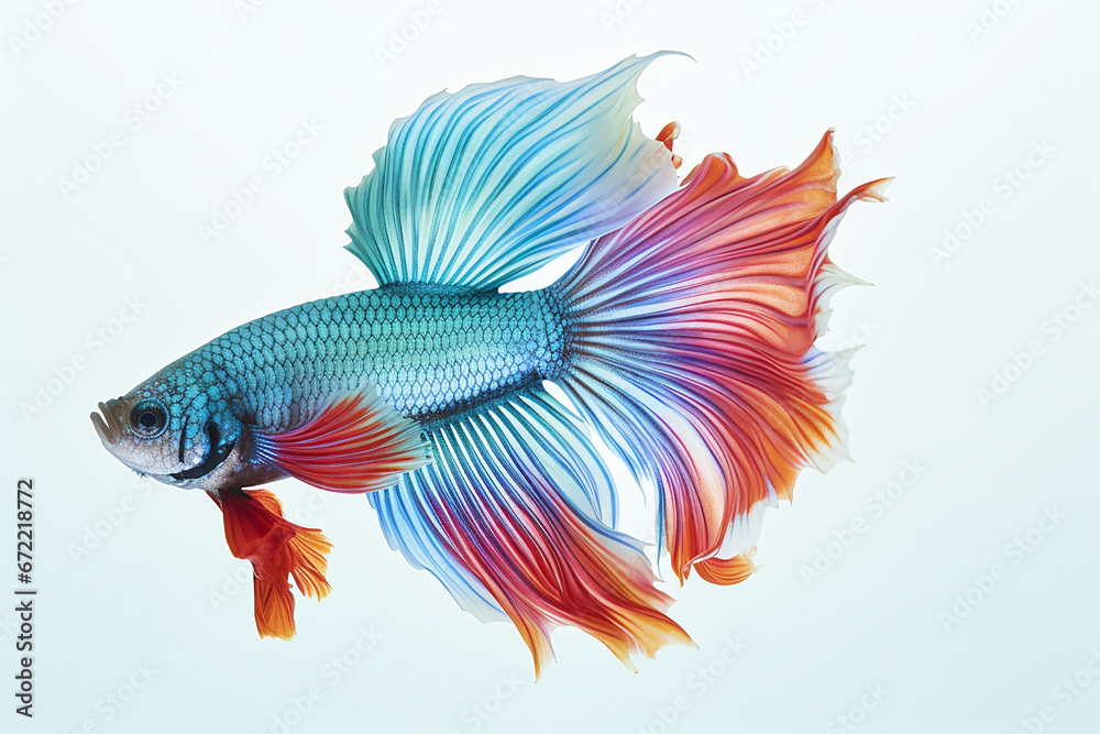 Fototapeta premium Betta Fish In White Background, Fighter Fish In White Background, Betta Fish, Fighter Fish