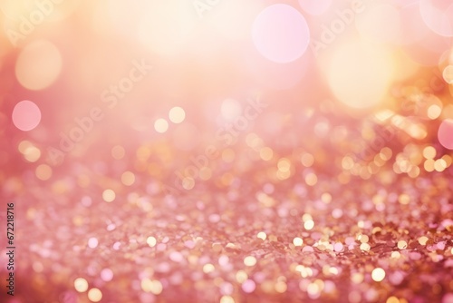 Abstract pink background bokeh gold glitter and shimmer. 