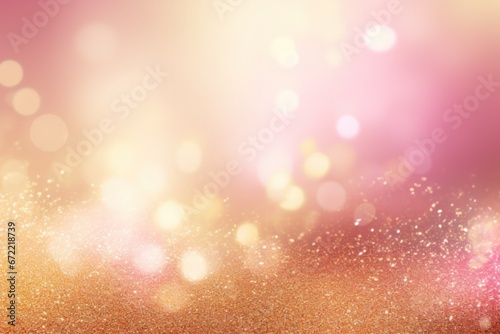 Abstract pink background bokeh gold glitter and shimmer. 