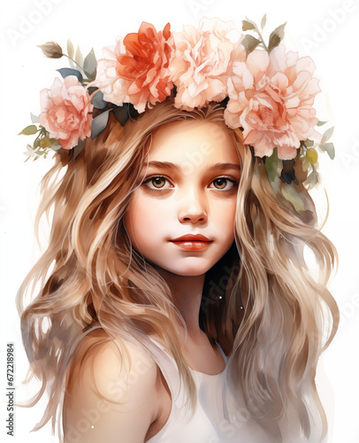 A beautiful flower girl.