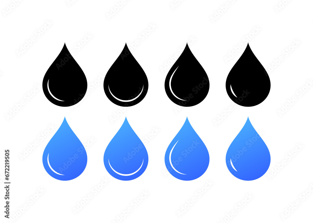 Drop icons. Different styles, set of water drop icons. Vector icons Drop icons. Different styles, set of water drop icons. Vector icons