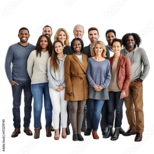 Diverse people united concept isolated on transparent or white background, png photo
