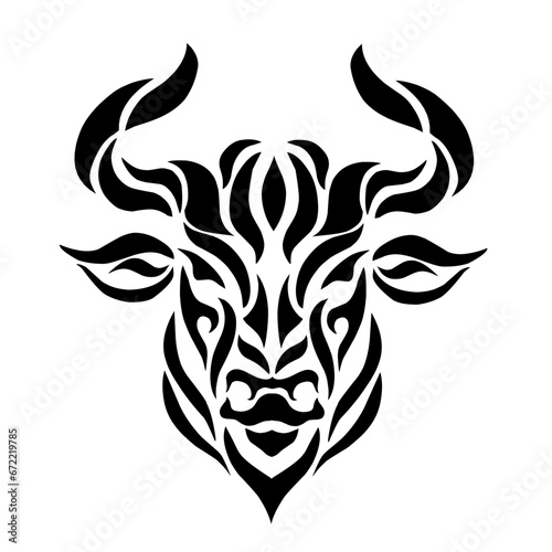 vector illustration graphic tribal art design black bull head tattoo
