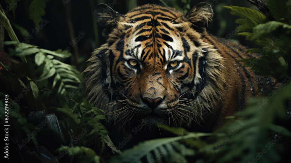 A Stealthy and Predatory Sumatran Tiger Hunting in the Wild