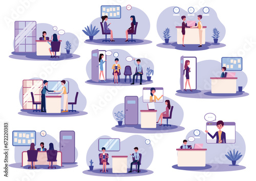 business people are interviewing at the office. recruitment set collection 
