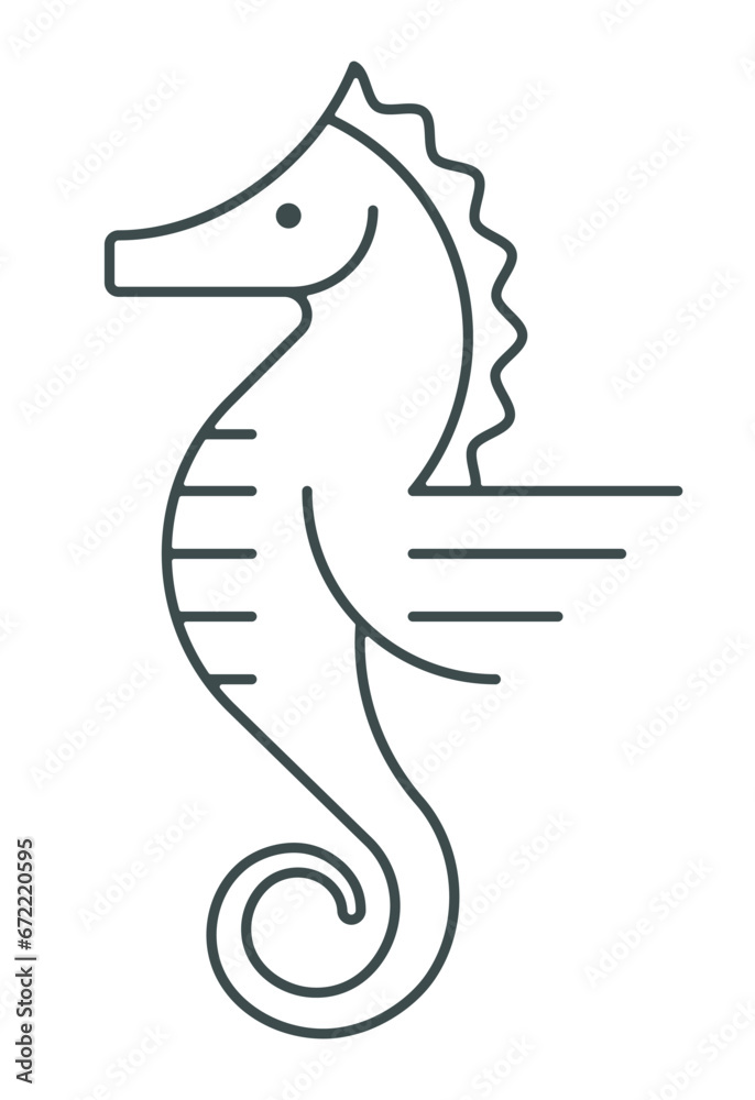 シンプルなモノライン調に描いたタツノオトシゴ