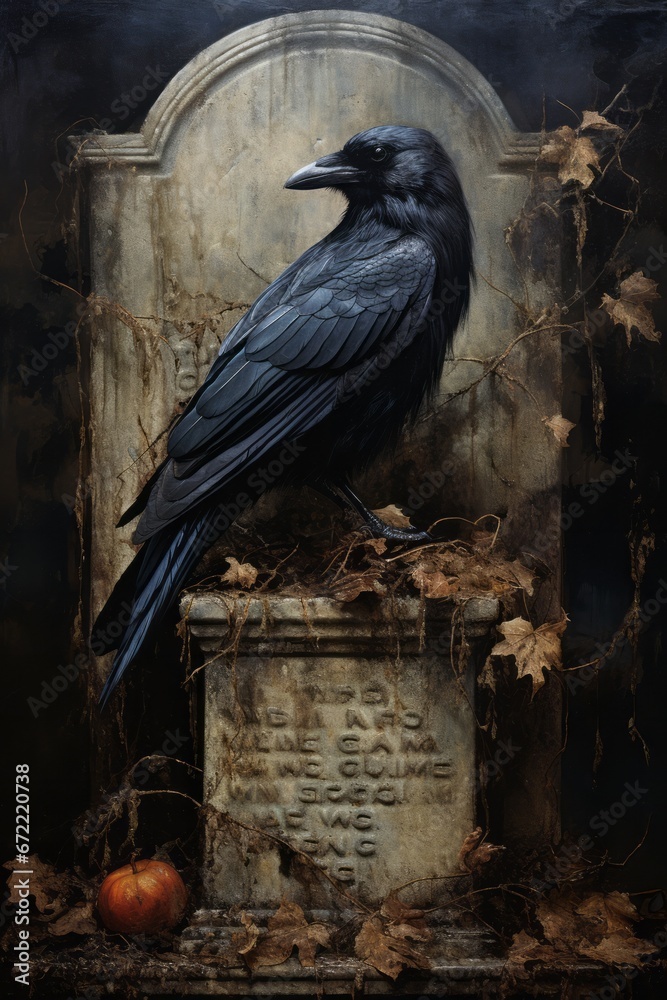 Fototapeta premium Raven on a grave