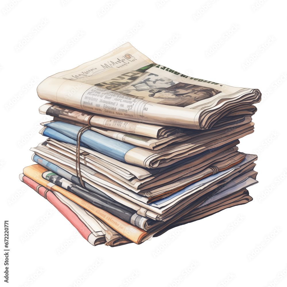 Stack of old newspapers isolated on transparent background Stack of old newspapers isolated on transparent background