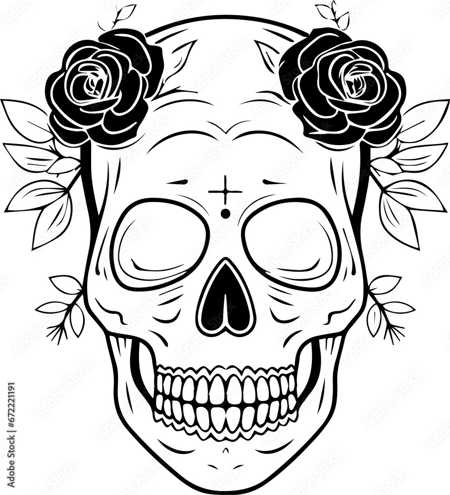 Obraz premium rose sugar skull