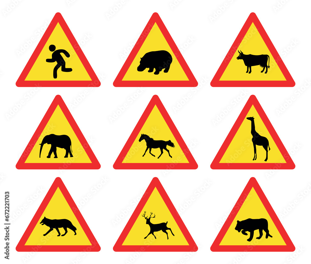 Warning road sign vector illustration on white background. Warning road sign vector illustration on white background.