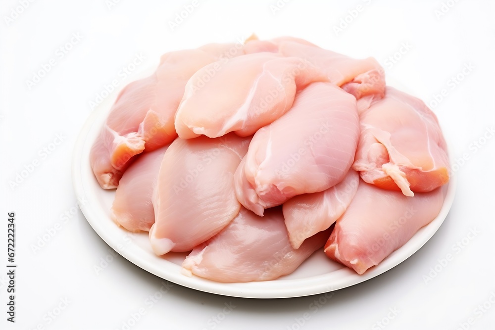 Generative AI : Raw chicken meat isolated on transparent or white background. Generative AI : Raw chicken meat isolated on transparent or white background.