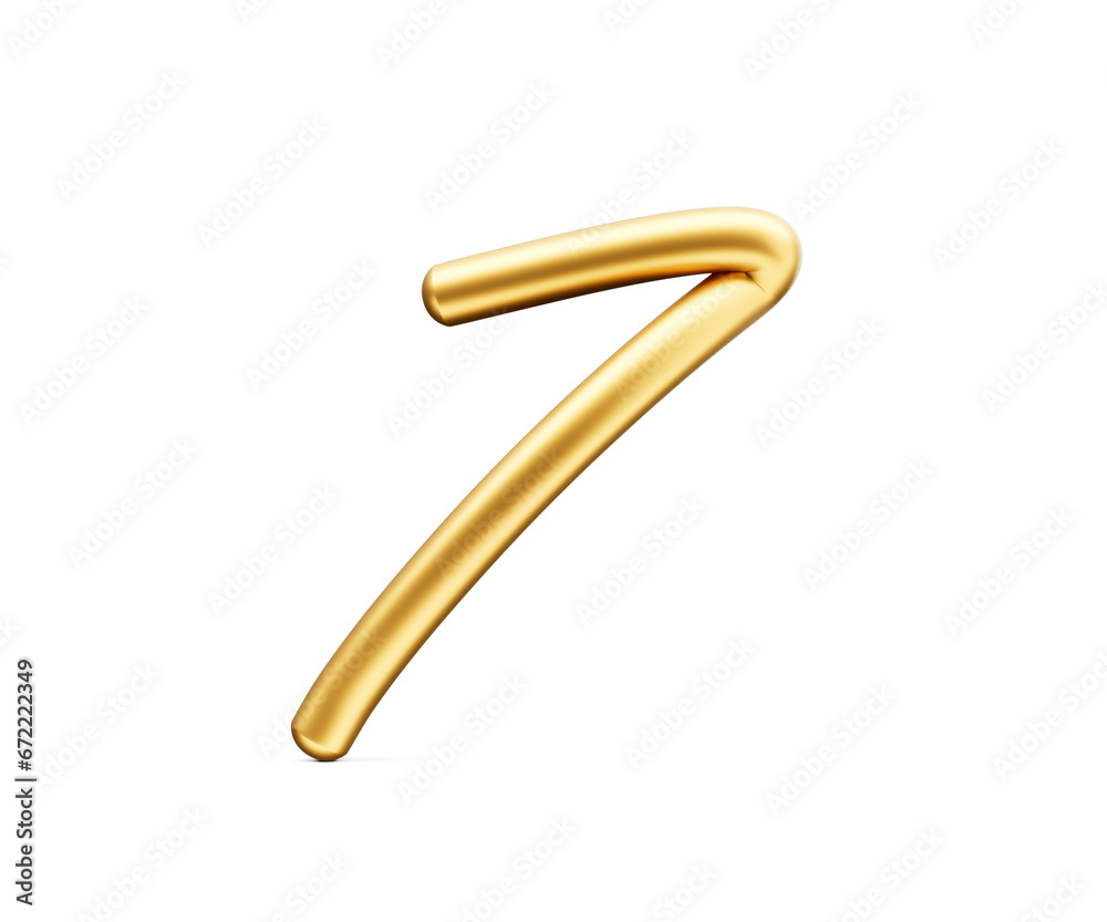 3d Golden Shiny Digit 7 Number Seven Rounded Inflatable Font White Background 3d Illustration 3d Golden Shiny Digit 7 Number Seven Rounded Inflatable Font White Background 3d Illustration
