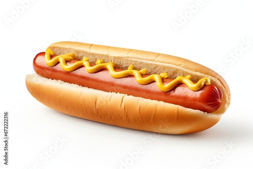 Generative AI : delicious hot dog, isolated on white background