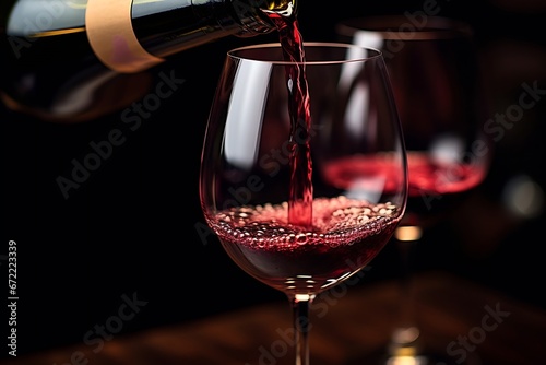 Generative AI : pouring red wine into wine glass