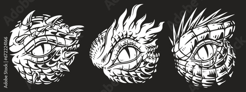 Eye dragon monochrome set stickers