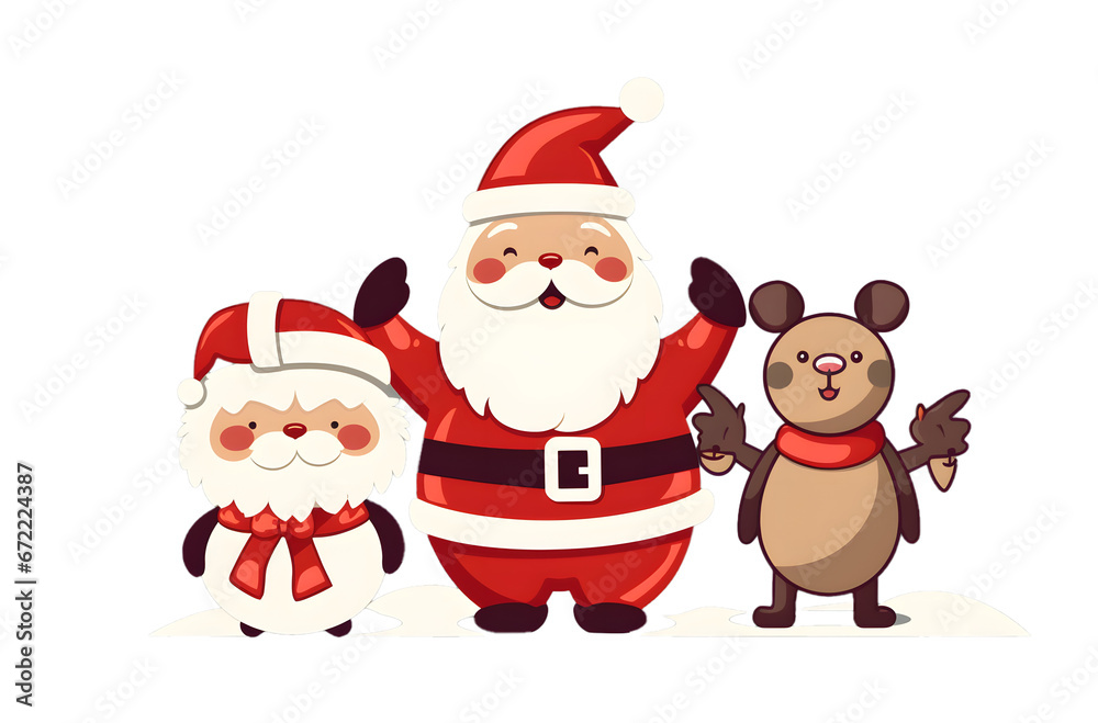 santa set for decorations. cartoon on Christmas and New Year gift concept.