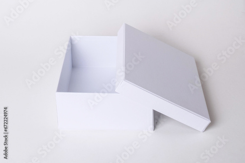 Rigid White Box Open Mock-up White Gift Box Isolated White with Shadow Front