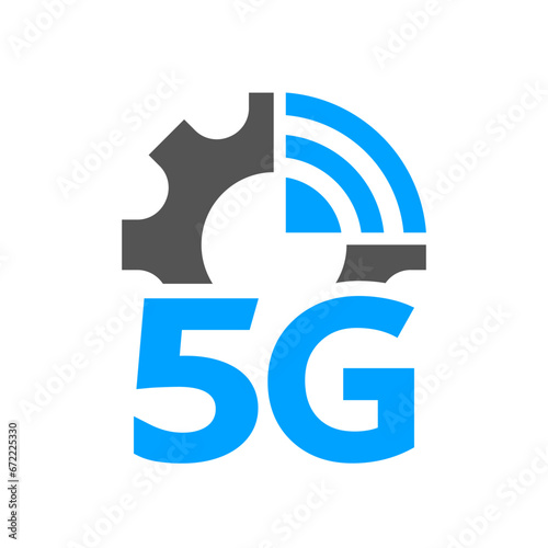 5G internet network vector logo. Isolated icon for 5 G mobile net or wireless high speed connection and data transmission technology and smartphone UI app design