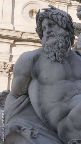 Statue of Zeus in Bernini's fountain of Four Rivers in Piazza Navona, Rome