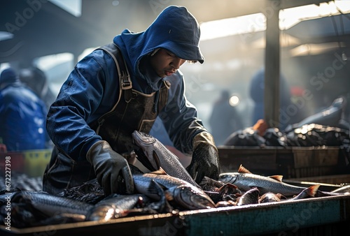 fresh fish in a fishshop or market © jambulart